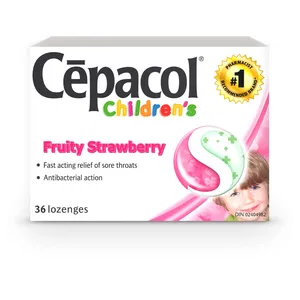 Cepacol Children’s Fruity Strawberry Sore Throat Lozenges, 36 ct - Fast Relief for Ages 6+