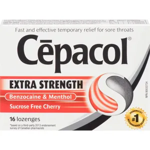 Cepacol Extra Strength Sucrose Free Cherry Lozenges for Sore Throat Relief, 16 Count