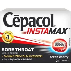 Cepacol Instamax Arctic Cherry Lozenges - Fast Acting Sore Throat Relief, 24 Count