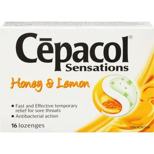 Cepacol Sensations Honey & Lemon Lozenges, 16 ct - Fast Sore Throat Relief, Antibacterial Action