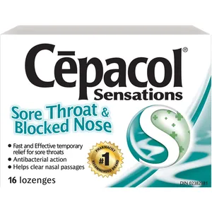 Cepacol Sensations Sore Throat Lozenges with Menthol, 16 ct - Fast Relief for Sore Throat & Blocked Nose