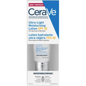 CeraVe Ultra-Light Moisturizing Lotion SPF 30 - Lightweight, Non-Greasy, Dermatologist-Developed