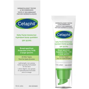 Cetaphil Daily Facial Moisturizer SPF 50 - Lightweight Green Lotion for All Skin Types