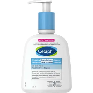 Cetaphil Hydrating Cream to Foam Cleanser with Niacinamide & Aloe for Dry Skin Care