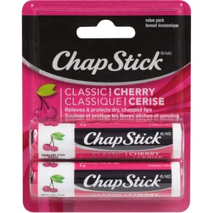 ChapStick Classic Cherry Lip Balm, 4g - 2 Tubes for Smooth, Healthy Lips Year-Round