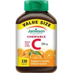 Chewable Vitamin C 500 mg Tangy Orange - Immune Support & Antioxidant for All Ages