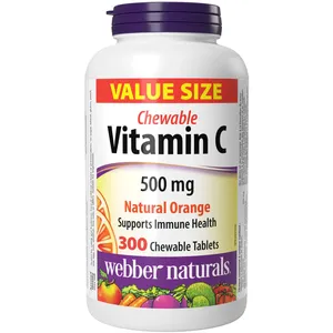 Chewable Vitamin C 500 mg in Natural Orange - Supports Immune Health, Non-GMO, Vegetarian Friendly