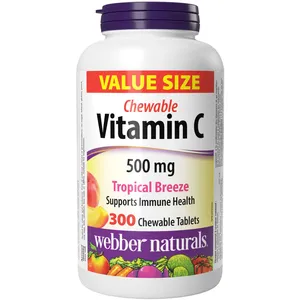 Chewable Vitamin C 500mg Tropical Breeze Flavor - Immune Support, Non-GMO, Vegetarian Friendly