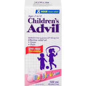 Children's Advil Fever & Pain Relief Ibuprofen Oral Suspension, Bubble Gum, 100 mL