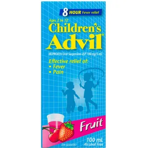 Children's Advil Fever & Pain Relief Oral Suspension, 100 mL, Fruit Flavor for Kids 2-12 Years