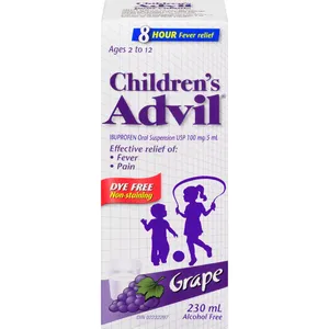 Children's Advil Fever & Pain Relief Oral Suspension, Dye Free Grape 230 mL for Ages 2-12