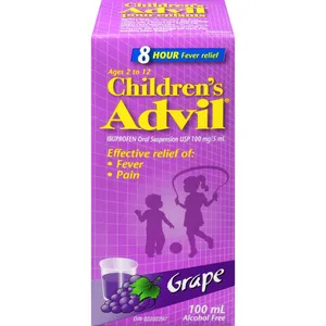 Children's Advil Fever and Pain Relief Oral Suspension, Grape Flavor, 100 mL for Kids 2-12
