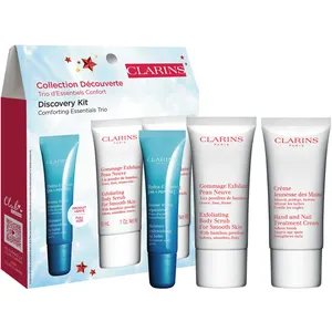 Clarins Discovery Kit - Exfoliating Scrub, Hand Cream, & Lip Balm for Smooth, Hydrated Skin