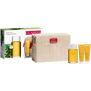 Clarins Energizing Routine Set - Firming Oil, Hydrating Oil-Balm & Bath Concentrate in Eco Case