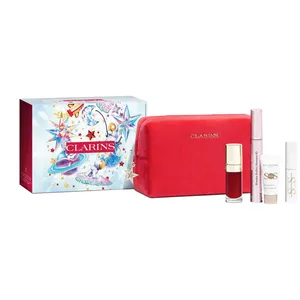 Clarins Make-up Icons Set: SOS Primer, Wonder Perfect Mascara 4D, Lip Comfort Oil, Luminous Skin