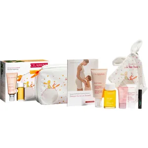 Clarins Maternity Set - Essentials for Pregnant Women with Baby, Includes Day Cream, Scrub, Oil, Mascara, and Guide