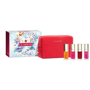 Clarins Radiant Lips Collection - 4 Ultra-Glossy Lip Oils in Honey, Raspberry, Cherry, Pitaya