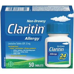 Claritin 24-Hour Non-Drowsy Allergy Relief Tablets, 10 mg, 50 Count for Fast Relief