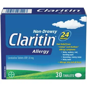 Claritin Allergy Medicine 10 mg 30 Tablets - 24-Hour Non-Drowsy Relief from Allergy Symptoms