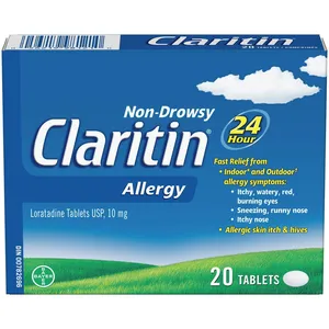 Claritin Allergy Medicine 10 mg, 24-Hour Non-Drowsy Relief, 20 Tablets for Fast Allergy Relief
