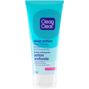Clean & Clear Deep Action Cream Cleanser - Oil-Free, Refreshing Formula for Clear Skin