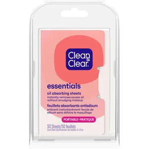 Clean & Clear Oil Absorbing Sheets - Instant Shine Control for Oily Skin, 50 Sheets