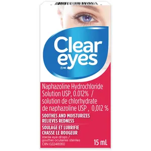 Clear Eyes Eye Drops 15 ml - Fast-Acting Relief for Red, Itchy, and Dry Eyes