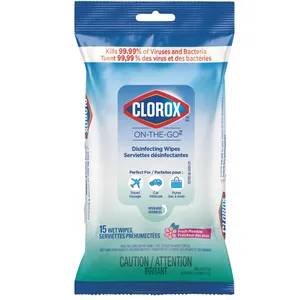 Clorox On-The-Go Disinfecting Wipes, Fresh Meadow, 15 Count - Kills 99.99% of Bacteria & Viruses