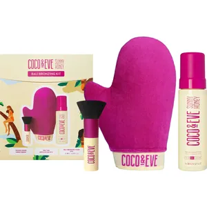 Coco & Eve Bali Bronzing Kit Dark - Vegan Self Tan with Kabuki Brush & Velvet Mitt, Tropical Scent