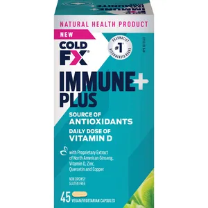 Cold FX Immune+ Plus Capsules - Natural Health Remedy with Vitamin D, Zinc, and Antioxidants
