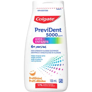 Colgate PreviDent 5000 Kids Toothpaste, Fruitilicious Flavor, 100 mL, High Fluoride for Ages 6+