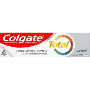 Colgate Total Toothpaste, Clean Mint, 70 mL - 12 Hour Antibacterial Protection Against Plaque