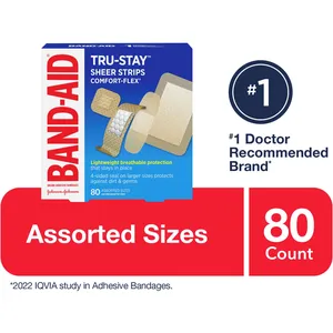 Comfort-Flex Plastic Adhesive Bandages - HURT-FREE® Pad, Assorted Sizes 30, 40, 60, 80 Count