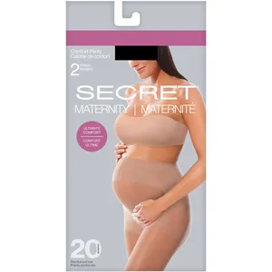 Comfortable Maternity Pantyhose - 2 Pairs, 20 Denier, Ultra Stretch Waistband, Reinforced Toe