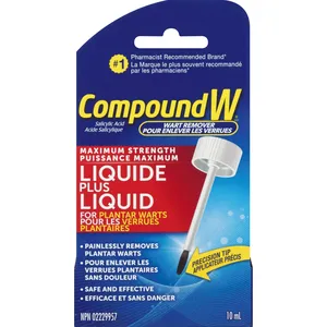 Compound W Wart Remover Maximum Strength Liquid – Fast Acting Salicylic Acid, 10ml for Warts