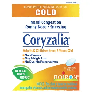 Coryzalia Cold Relief Tablets, Non-Drowsy, Homeopathic, 12 Count for Adults & Children 5+