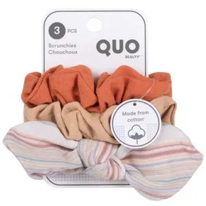 Cotton Scrunchies Multi - Eco-Friendly Hair Accessories in Neutral Tones with Striped Bow