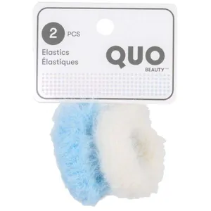 Cozy Fuzzy Hair Elastics in Cream and Light Blue - Eco-Friendly and Perfect for All Hair Types