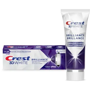 Crest 3D White Brilliance Purple Toothpaste, Luminous Mint Flavor, 85mL - Removes 100% Surface Stains