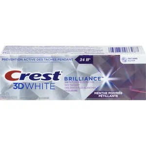 Crest 3D White Brilliance Toothpaste 85 mL Vibrant Peppermint for Whitening & Stain Removal