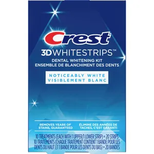 Crest 3D Whitestrips Noticeably White Teeth Whitening Kit, 10 Treatments, Enamel Safe & Effective