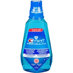 Crest Pro-Health Alcohol Free Mouthwash, Clean Mint, 1L - Kills Germs, Freshens Breath, Prevents Gingivitis