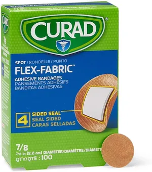 Curad Flex Fabric Spot Bandages, 7/8' Round, Sterile, Latex-Free - Box of 100