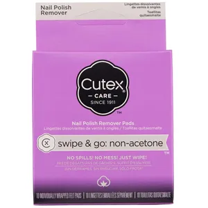 Cutex Swipe & Go Non-Acetone Nail Polish Remover Pads - Coconut Scented, Portable, 30 Count
