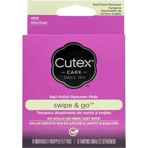 Cutex Swipe and Go Nail Polish Remover Pads - Non-Acetone, Textured Surface, Quick Nail Polish Removal