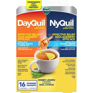 DayQuil and NyQuil Convenience Pack - Hot Remedy for Cold, Flu, & Congestion - Honey Lemon Flavor