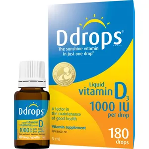 Ddrops Adults 1000 IU Vitamin D3 - 180 Drops of Pure, Tasteless Vitamin D for Daily Health