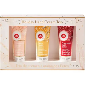 Delightful Holiday Hand Cream Trio with Shea Butter, Vanilla, Peppermint, and Champagne Scents