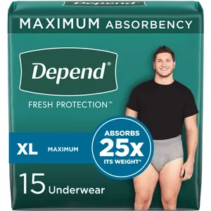 Depend FIT-FLEX Incontinence Underwear for Men XL - Maximum Absorbency, Odour Control, Comfortable Fit