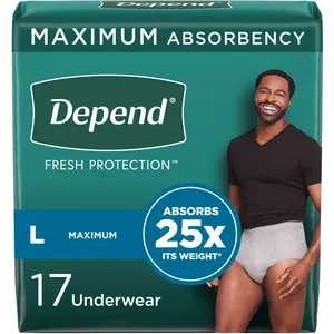 Depend FIT-FLEX Incontinence Underwear for Men, Large, Maximum Absorbency & Odour Control